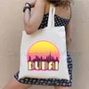 Trekkoord VAE Emirati Wolkenkrabber Burj Khalifa Hart Dubai Skyline Verenigde Arabische Emiraten Zonsondergang Palmbomen Canvas Tote Bag Shopper Handtas