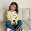 Kids Cotton Long-sleeved Printed T-shirt Boys Girls Cute Cartoon Childrens Solid Color Soft Casual Long-sleeved Tops 240326