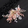 Pink Woman Hair Comb Rhineste Luxury Hairpieces Fr Bride Head Jewelry Wedding Accores for Hair White Pärlor Tiara O3QD#