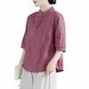 Summer Traditial Chinese Damskie Ostrocie Tang Hanfu Spring Autumn Shirt Bluzka luźna wypoczynek Top vintage T-shirt herbata g9qh#