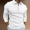 Polo da uomo a maniche lunghe in cotone con mezza zip a righe Polo T Shirt da uomo di alta qualità Colletto di moda per giocatori Pour Hommes