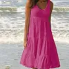 基本的なカジュアルドレスJocoo Jol Women overual O Neck Slveless Ruffles Mini Dress Boho Solid Beach SundressExtized Loose Dress 2023 Summer T240330