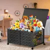 1 grand couvercle de boîte en métal, organisateur de jouets pliable et robuste avec roulettes, organisation de rangement durable pour salle de jeux, salon, chambre à coucher