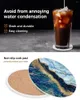 Bordmattor Abstract Blue Marble Round Coffee Kitchen Accessories Absorberande keramiska daler