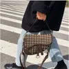 Vintage houndstooth sela bolsa bolsas para mulheres ombro crossbody sacos 2024 nova fi senhoras menger saco de alta qualidade j5jj #