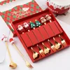 Dinnerware Sets Christmas Spoon Fork Set Elk Tree Tableware Stainless Steel Coffee Tea Dessert Xmas Decor Gift Decoration