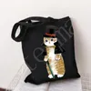 Cat Tote Shop Bag juta torba bolsa kupera bolso torebka torebka torebka wielokrotnego użytku netto Ecobag Cabas Składany sklep A0P5#