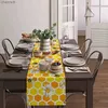 Table Runner Honeycomb Honey Bee Daisy Linen Runners Dresser Scarf Decor Washable for Dining Holiday Party yq240330