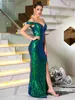 Grundlegende Freizeitkleider Grn Off Shoulder Split Elegantes langes Maxikleid Abendparty Cocktail-Abschlussballkleid T240330