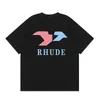 RH T-skjortor Designers Mens Rhude broderi Manches Courtes kortärmade män kvinnor liten rund hals med tryckt bomull andas hiphiphip manches courtes