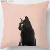 Pillow Cat är ett fritidslivsfyrkantskal 45x45cm för hemdekorationsbilar SOFA KUSHION COVERS OCH utomhusstolstillbehör Y240401