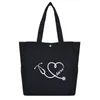 Shopping Bags Heart Stethoscope Customize Funny Printed One-shoulder Bag Large Capacity Ladies Tote Canvas Women