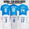 Chiesa Jorginho Barella Immobile Raspadori Italie Équipe nationale à domicile Hommes Femmes Enfants Fans Version Joueur Maillot de Football Maillots de Football