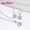 YAAMEL – ensemble collier et boucles d'oreilles ronds pour femmes, bijoux féminins, zircone cubique brillante, en argent Sterling 925, pour fête de fiançailles