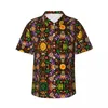 Men's Casual Shirts Abstract Mandala Print Vacation Shirt Mexican Style Hawaii Men Vintage Blouses Short Sleeve Harajuku Design Tops