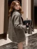 Womens Wool Blends Woolen Suit Coat Korean British Style Loose and Thin Autumn Winter Casual Single Button Tweed Trench Blazer Top 231114