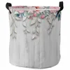 Çamaşır çantaları çiçek çit suluboya el boyaması katlanabilir sepet çocuk oyuncak depolama su geçirmez oda kirli giyim organizatör