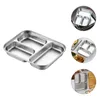 Dinnerware Sets Dumpling Dipping Dish Stainless Steel Dinner Plate Tray Compartment Plates Reusable