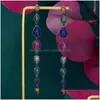 Dangle Kroonluchter Oorbellen Godki Beroemde Geometrische Charms Drop Earring Voor Vrouwen Bruiloft Kubieke Zirkoon Accessoires Hoge Sieraden Dhfdw