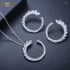 Halskette Ohrringe Set Pera Mode Damen Silber Farbe Party Schmuck Große Marquise Form Zirkonia Anhänger Und Für Frauen J258