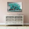 Tapeçarias Grande árvore Teal Spray Pintura Unframed Folhas Preto em Branco Canvas Wall Art Imagem Impressão para Living Room Decor