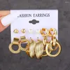 Hoop Earrings Elegant Heart Vintage Alloy Set For Women Classic Stud Jewelry Gift Lightweight Twisted Love