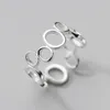 Cluster Ringe S925 Silber Hohl Geometrische Oval Ring Damen Verstellbare Öffnung Einfache Party Schmuck Geschenke