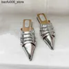 Sandals Womens shoes mule sliders spring and summer sandals womens gold and silver elegant low high heels sexy designer sliders direct shipping Q240330