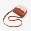 women's Bags Cowhide Saddle Bag Shoulder Cross-Body Underarm Handbag 2022 New Ctrast Color Niche Advanced Textured Ladies Pack F02V#