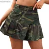Jupes Skorts Camo plissée Mini jupe Sexy femmes taille haute élégante haute rue armée militaire Cargo jupe 240330