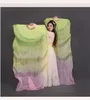 Popular Gradient-Color Belly Dance Real Silk Fan Veil Mulheres Multicolor Lg Fãs dobráveis para palco Performance Props Fan 1Pair g7OC #