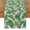 Table Runner Plant Style Green Palm Leaves Flag Rainforest Holiday Party Home Kitchen Tables Aesthetically Decorated yq240330