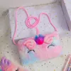 Borsa a tracolla in peluche Unicorn Square Squint Borsa a tracolla in peluche per bambini Carto Portafoglio Zero per ragazze dell'asilo C6NE #