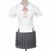 Adulto feminino japonês escola dres traje meninas jk uniforme camisa verão mangas curtas topos cintura volta corda cintas apertado fino q8u5 #