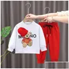 Set di abbigliamento Set di abbigliamento Neonate Ragazzi Bambini Abbigliamento casual Primavera Bambini Abiti da vacanza Autunno Cartoon T-shirt a maniche lunghe Pantalone Dhszj