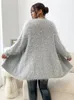 onelink Light Grey Luxury Marten Wool Plus Size Women Open Cardigan Sweater Oversize XXXL Soft Warm Clothing Autumn Winter 2022 N1zJ#