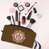 Anpassad Bomberos Brandman toalettartikar Kvinnor Brandman Fire Rescue Cosmetic Makeup Organizer Lady Storage Dopp Kit Box 80qt#