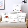 Federa per cuscino facile da pulire, regalo decorativo, utile, per San Valentino, con stampa di lettere a forma di cuore d'amore