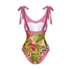 Traje de baño para mujer Conjunto de bikini de estilo dividido con estampado de mariposa y cuello en V sexy informal para mujer con almohadilla para el pecho y sin soporte de acero J240330