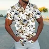 Men's Casual Shirts Rose White Shirt Pattern Floral Outdoor Street Short Sleeve Clothing Fashion Cotton