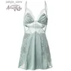 Sexy Set Luxury Sexy Silk Nightdress Lace Hollow Beautiful Back Nightwear 2020 New Autumn/winter Women Sleepwear Sling Sleeping Dress Y240329