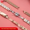 Bands For any brand 6mm 8mm 10mm 12mm 14mm 16 Ladies Stainless Steel band Solid Metal butterfly buckle chain ceramic strap H240330