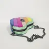 new Niche Design Heart Shaped Ctrast Panel Handbag Ins Eagle Head Rainbow PU Bag Colorful Stereoscopic Shoulder Bag q2dh#