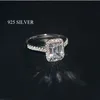 Wedding Rings Handmade Emerald cut 2ct Lab Diamond Ring 925 sterling silver Engagement band for Women Bridal Fine Party Jewelry 23327f