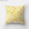 Kudde 45x45cm modern enkel gul blommakudde täcke blad växt persika hud fodral soffa kontor vardagsrum hem dekoration y240401