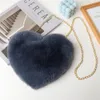 Sacs à main en forme de coeur pour femmes mignon Kawaii fausse fourrure sacs à bandoulière portefeuille sac à main en peluche chaîne sac à bandoulière dame sac à main cadeaux N3UL #