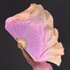 Light Purple Pink Orange Gradient Color 16 "-34" 1Pair 100% Silk Bamboo Dance Fan Dream Series Double-Sided Yangko Art Test Fan Q1mr#