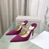Topkwaliteit Designer Hoge hakken schoenen roze suede leer sexy vrouwen trouwfeest sandalen met kristallen riemen met doos