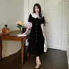 Party Dresses CGC Vintage Doll Collar Lolita Dress For Women 2024 Preppy Style Summer Black Long Korean Elegant