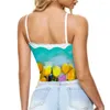 Women's Tanks 2024 Summer Trend Ribbon Stitching Flower And Grass Pattern Deep V-neck Strap Vest